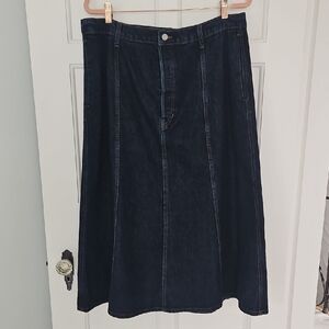 Banana Republic Dark Indigo Denim A-Line Midi Skirt